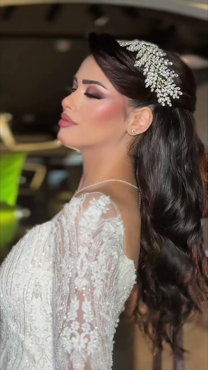 Bride in profile with a hairpiece